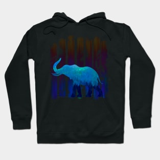 Elephant in the blue forest Hoodie